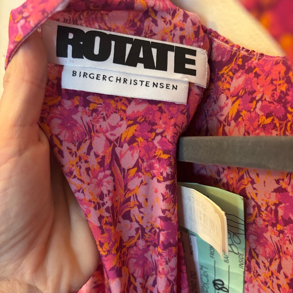 Rotate Birger Christensen No 57 Pink Floral Print Jersey Open Back Midi Dress